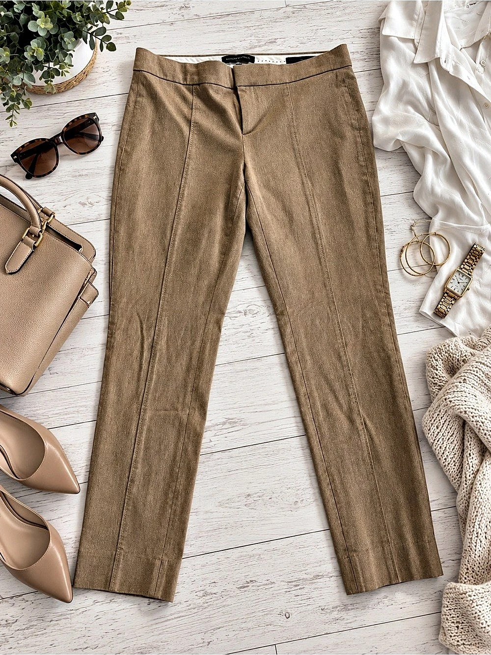 Banana Republic Sloan Tan Skinny Ankle Dress Pants Women’s Size 4 Approx